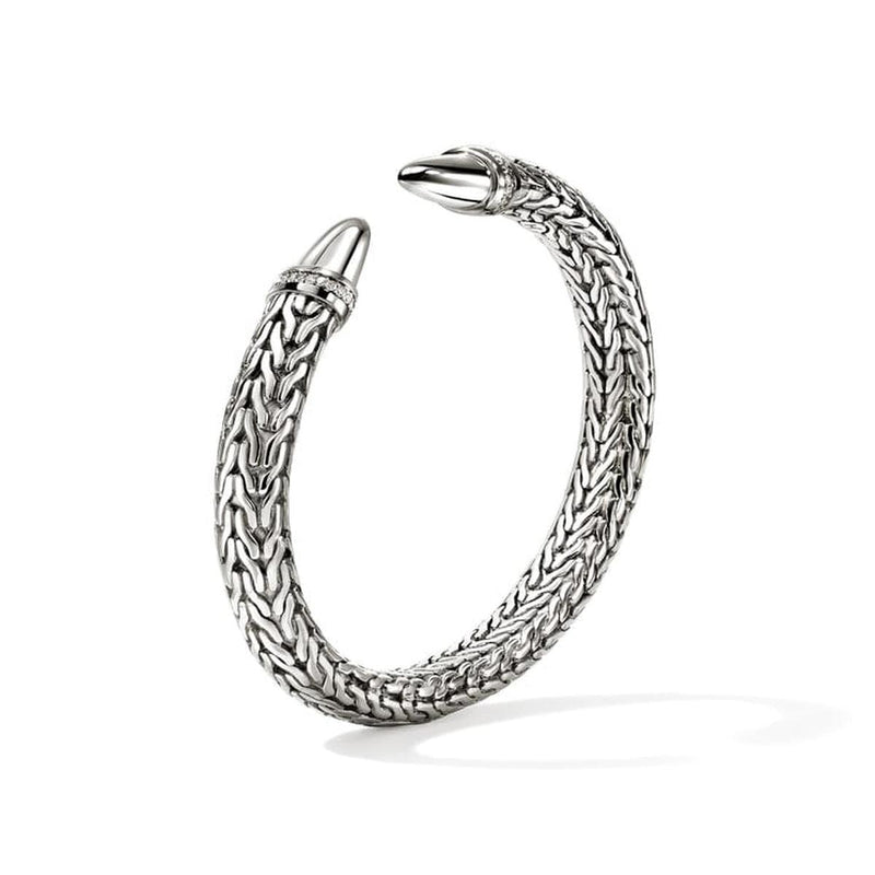 Spear 50 Silver Diamond Pave 8.9mm Flex Cuff - CBP988982DI-John Hardy-Renee Taylor Gallery