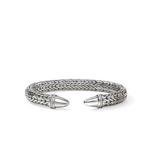 Spear 50 Silver Diamond Pave 8.9mm Flex Cuff - CBP988982DI-John Hardy-Renee Taylor Gallery