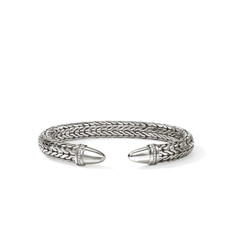 Spear 50 Silver Diamond Pave 8.9mm Flex Cuff - CBP988982DI-John Hardy-Renee Taylor Gallery