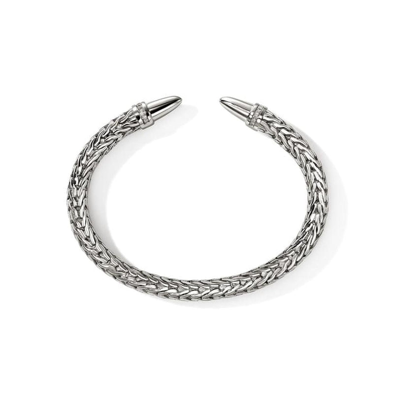 Spear 50 Silver Diamond Pave 8.9mm Flex Cuff - CBP988982DI-John Hardy-Renee Taylor Gallery
