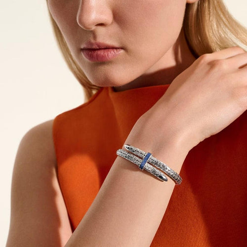 Spear Flex Cuff, Sterling Silver, Gemstones, 5.5MM - CBS9011074BSP-John Hardy-Renee Taylor Gallery