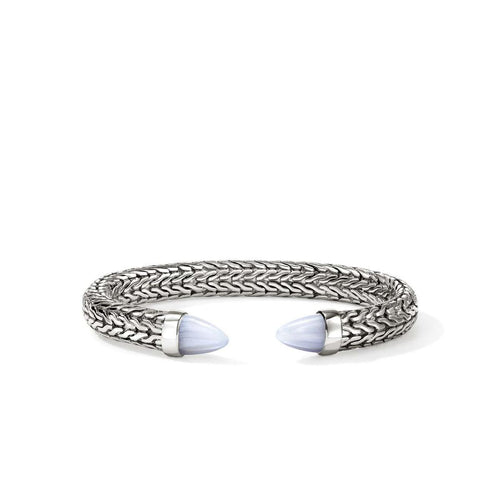 Spear 50 Flex Cuff, Sterling Silver, Blue Lace Agate - CBS987961BLA-John Hardy-Renee Taylor Gallery