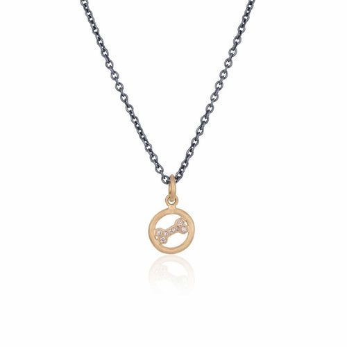 Circle Dog Bone with Diamond Cognac by Lika Behar