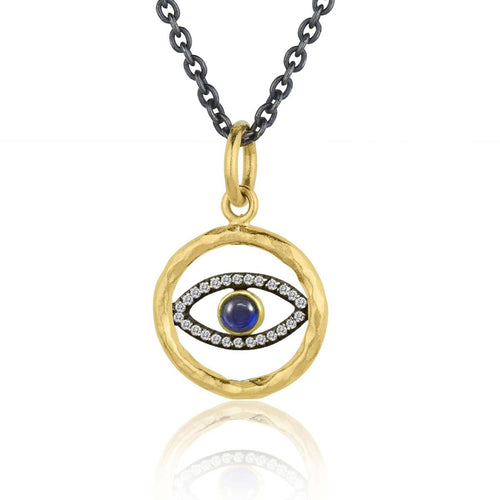 Circle Pendant with Diamond & Sapphire by Lika Behar