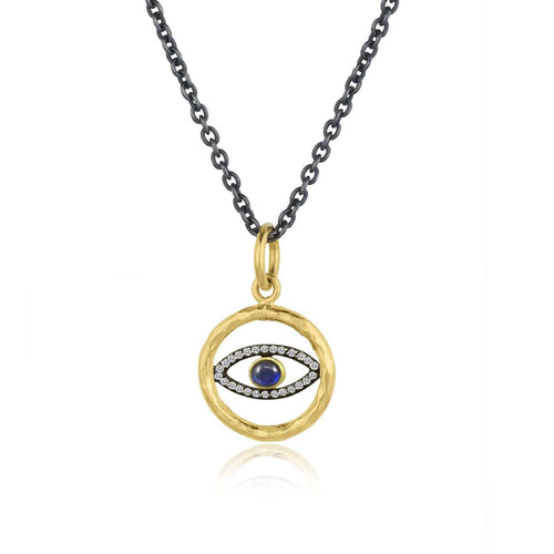 Circle Pendant with Diamond & Sapphire by Lika Behar