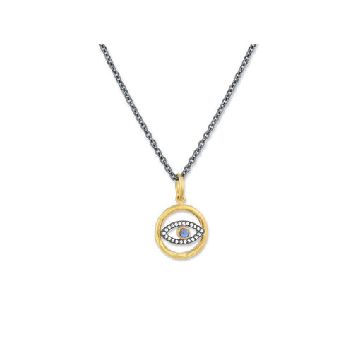 Circle Eye Pendant with Diamond & Sapphire by Lika Behar