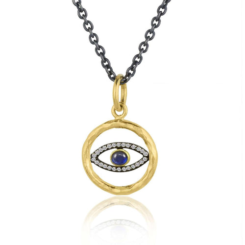 Circle Pendant with Diamond & Sapphire by Lika Behar