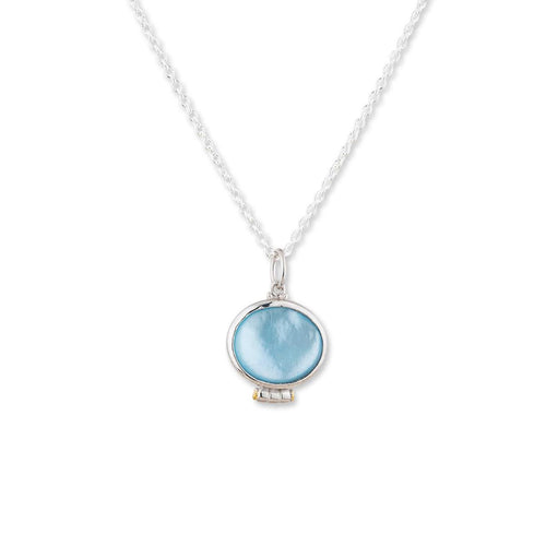 Cernier Blue Topaz Doublet Necklace with Diamond by Lika Behar