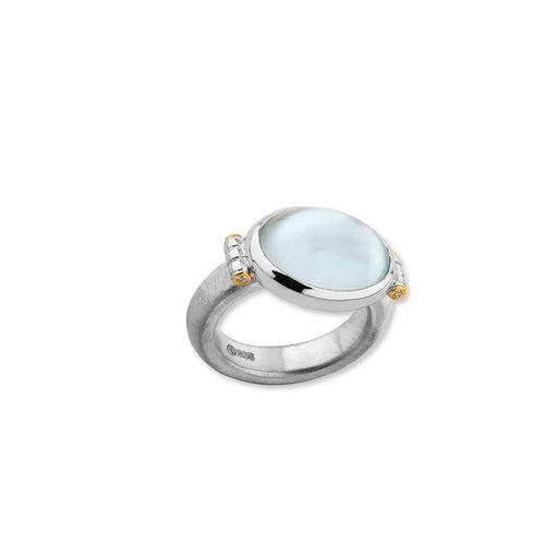 Cernier Blue Topaz Doublet Ring with Aquamarine & Diamond by Lika Behar