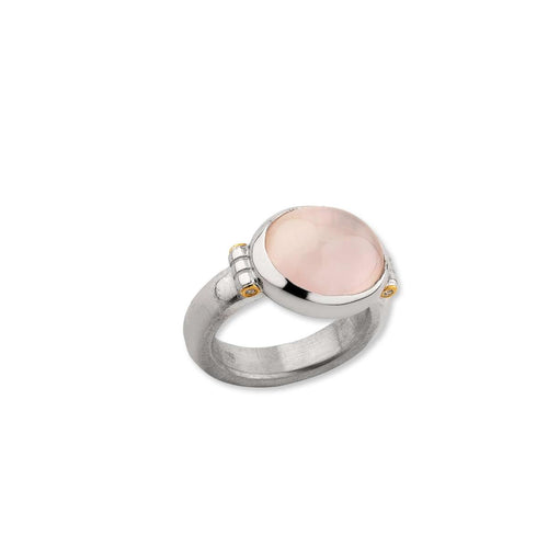 Cernier Rose Quartz Ring with Diamond by Lika Behar