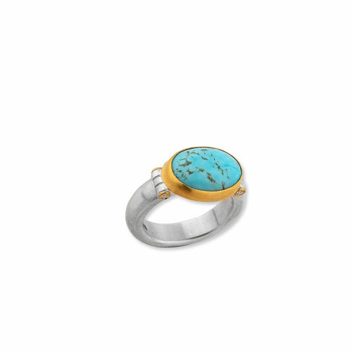 Cernier Kingman Turquoise Ring with Diamond by Lika Behar