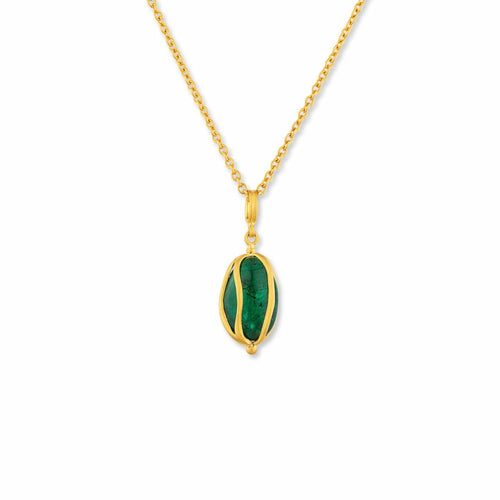 Gold Caged Emerald Pendant by Lika Behar