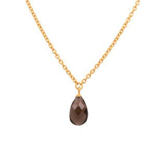 17" Faceted Smokey Quartz Pendant 24K Gold Vermeil Necklace-Joyla-Renee Taylor Gallery