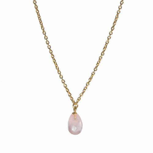 17" Peach Moonstone Pendant 24K Gold Vermeil Necklace-Joyla-Renee Taylor Gallery