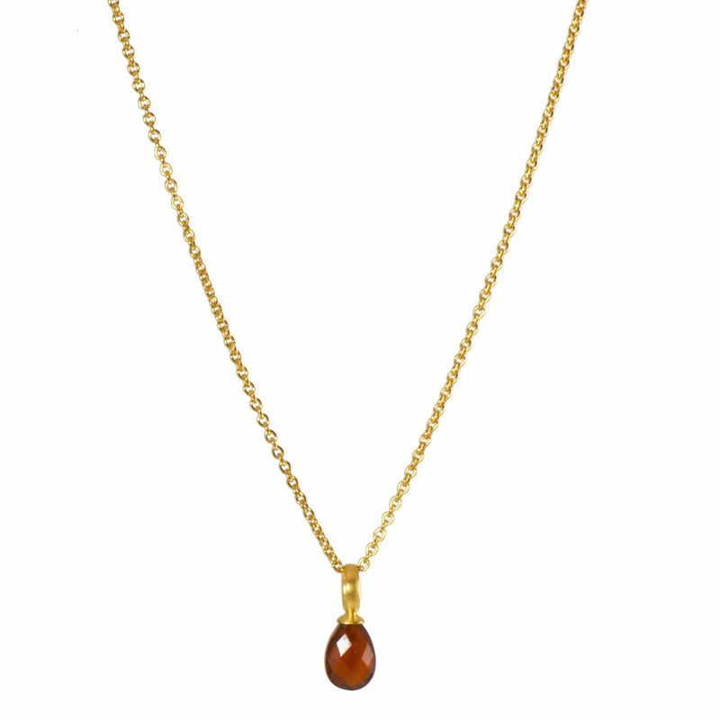 17" Garnet Round Drop Pendant 24K Gold Vermeil Necklace-Joyla-Renee Taylor Gallery