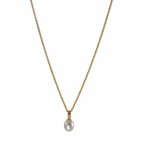 17" White Pearl Pendant 24K Gold Vermeil Necklace-Joyla-Renee Taylor Gallery