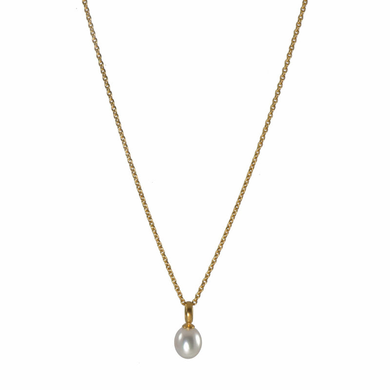17" White Pearl Pendant 24K Gold Vermeil Necklace-Joyla-Renee Taylor Gallery