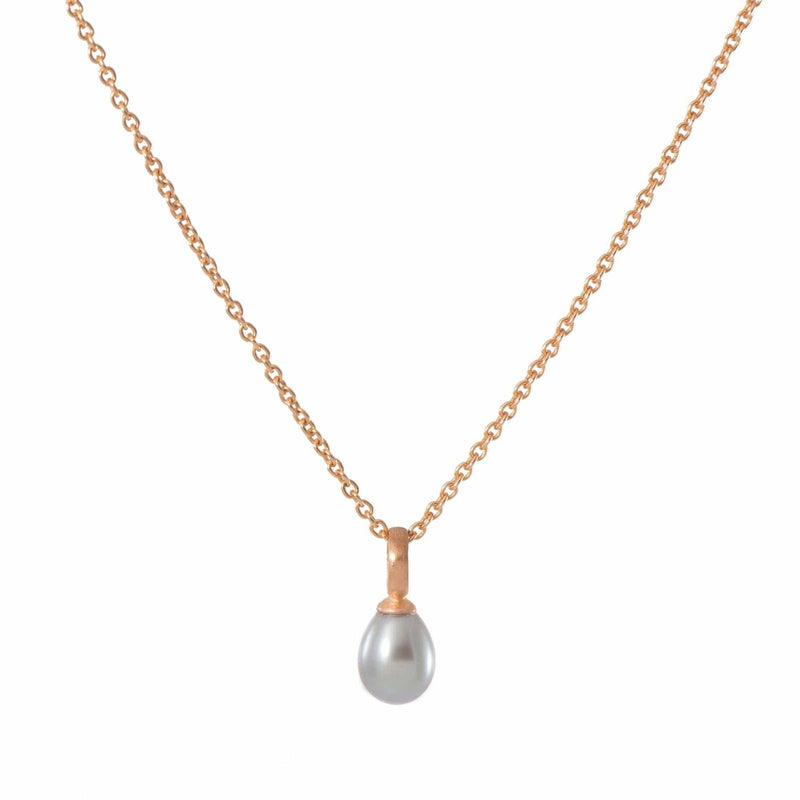 17" Grey Pearl Pendant 24K Gold Vermeil Necklace-Joyla-Renee Taylor Gallery