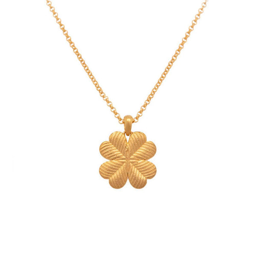 Lucky Clover Garnet Reversible Pendant Necklace 24K Gold Vermeil - CLPGAR-Joyla-Renee Taylor Gallery