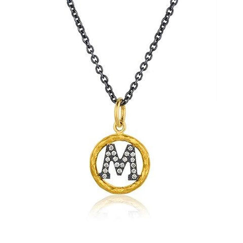Circle Letter Pendant with Diamond by Lika Behar