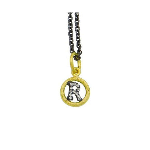 Circle Letter Pendant with Diamond by Lika Behar