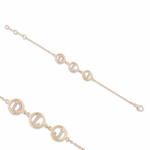 Peach Glow Circle Letter Bracelet with Diamond Cognac by Lika Behar