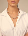 Sterling Silver-Plated Bead Necklace - COL1390MTL0000U-UNO de 50-Renee Taylor Gallery