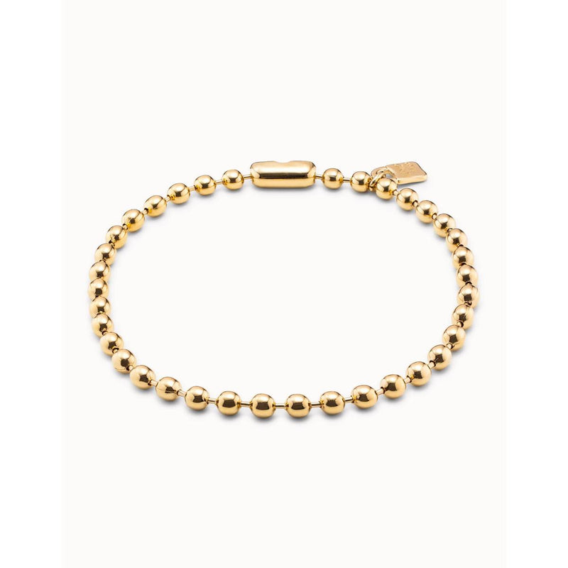 18K Gold Plated Necklace with Spherical Beads and Snap Lock Closure - COL1391ORO0000U-UNO de 50-Renee Taylor Gallery