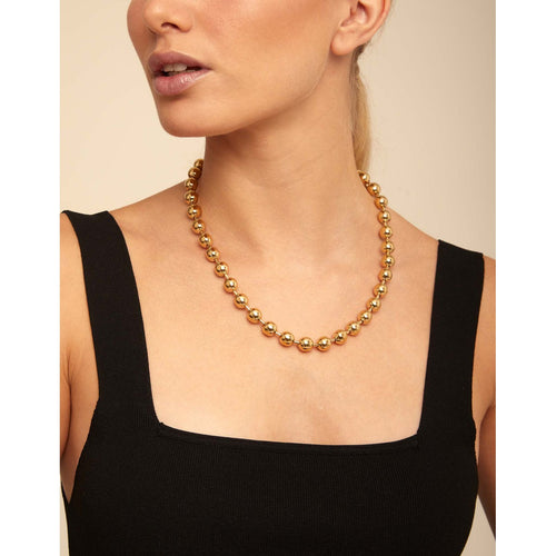 18K Gold Plated Bead Necklace - COL1390ORO0000U-UNO de 50-Renee Taylor Gallery