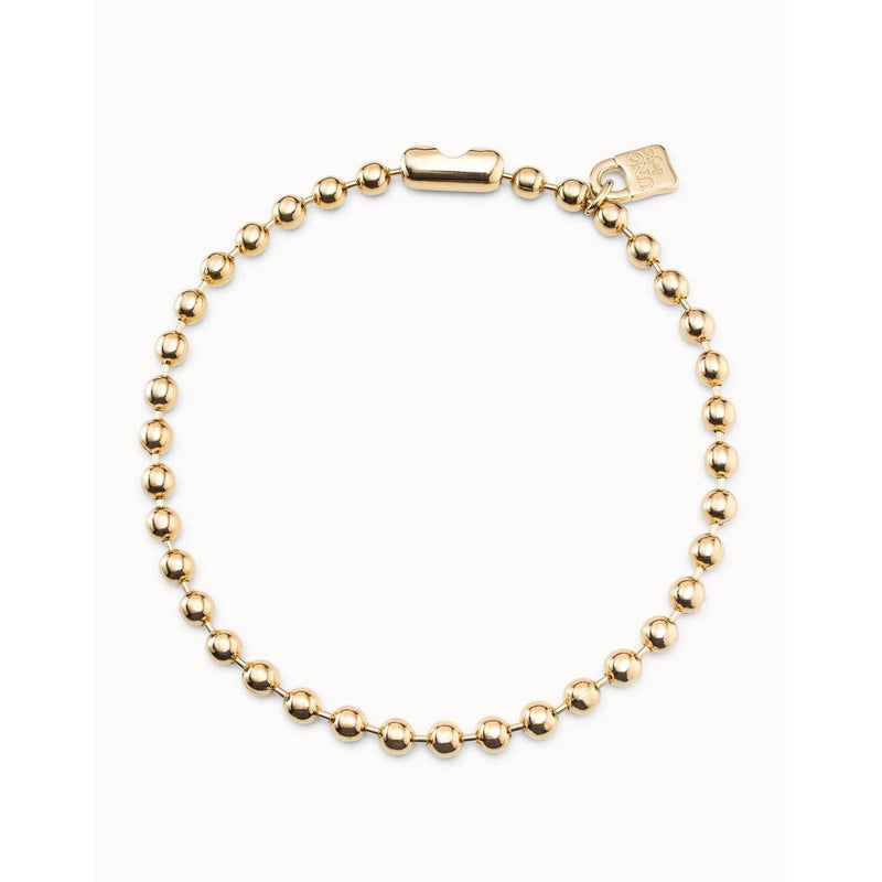 18K Gold Plated Necklace with Spherical Beads and Snap Lock Closure - COL1391ORO0000U-UNO de 50-Renee Taylor Gallery