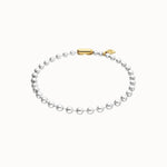 Silver and Golden Bead Necklace with Contrasting Accents - COL1390OROMTL0U-UNO de 50-Renee Taylor Gallery