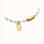 Silver and Golden Bead Necklace with Contrasting Accents - COL1390OROMTL0U-UNO de 50-Renee Taylor Gallery