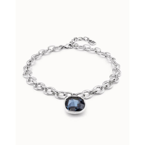 Sterling Silver Plated Short Necklace and Crystal - COL1567AZUMTL0U-UNO de 50-Renee Taylor Gallery