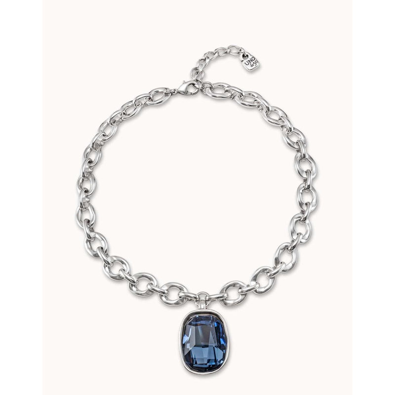 Sterling Silver Plated Short Necklace and Crystal - COL1567AZUMTL0U-UNO de 50-Renee Taylor Gallery