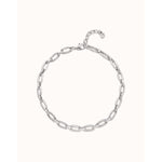 Sterling Silver Plated Short Necklace with Medium Sized Oval Links - COL1765MTL0000U-UNO de 50-Renee Taylor Gallery