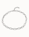 Sterling Silver-Plated Short Necklace with Medium Sized Oval Links - COL1765MTL0000U-Uno de 50-Renee Taylor Gallery