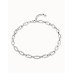 Sterling Silver Plated Short Necklace with Medium Sized Oval Links - COL1765MTL0000U-UNO de 50-Renee Taylor Gallery