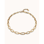 18K Gold-Plated Short Necklace with Medium Sized Oval Links - COL1765ORO0000U-Uno de 50-Renee Taylor Gallery