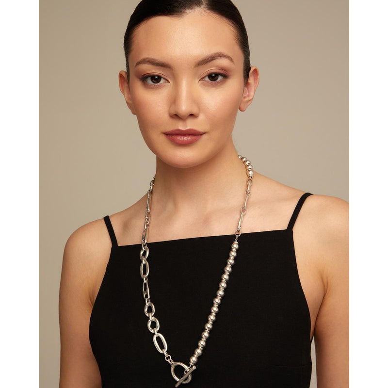 Yolo Sterling Silver Plated Necklace - COL1839MTL0000U-UNO de 50-Renee Taylor Gallery
