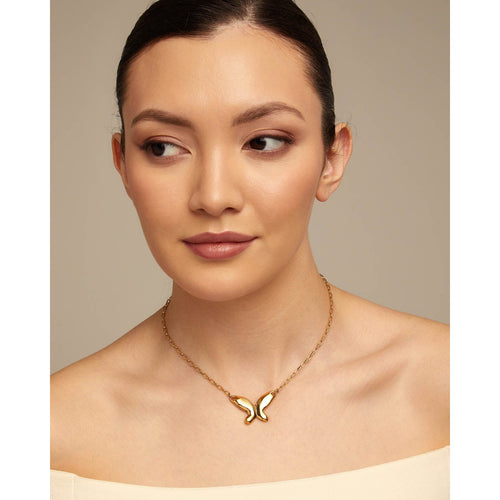 Butterfly Effect 18K Gold Plated Necklace - COL1864ORO0000U-UNO de 50-Renee Taylor Gallery