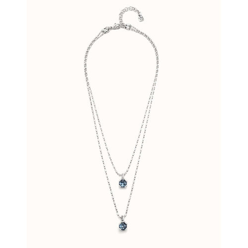 Aura Sterling Silver Plated Necklace - Silver/Blue - COL1866AZUMTL0U-UNO de 50-Renee Taylor Gallery
