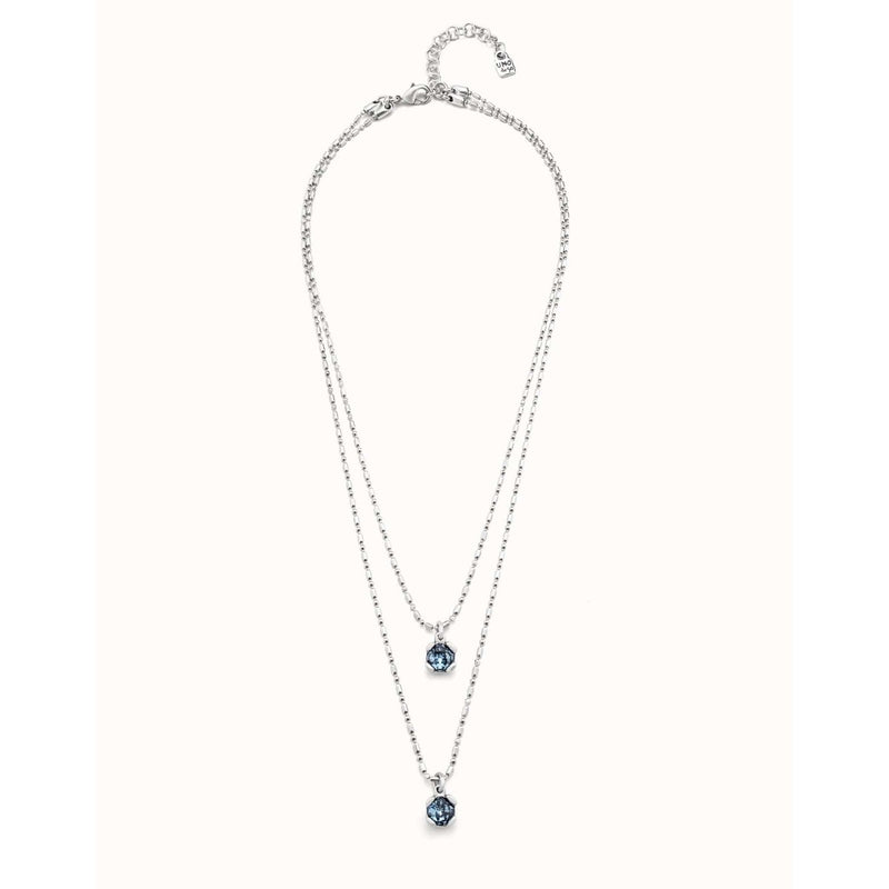 Aura Sterling Silver Plated Necklace - Silver/Blue - COL1866AZUMTL0U-UNO de 50-Renee Taylor Gallery