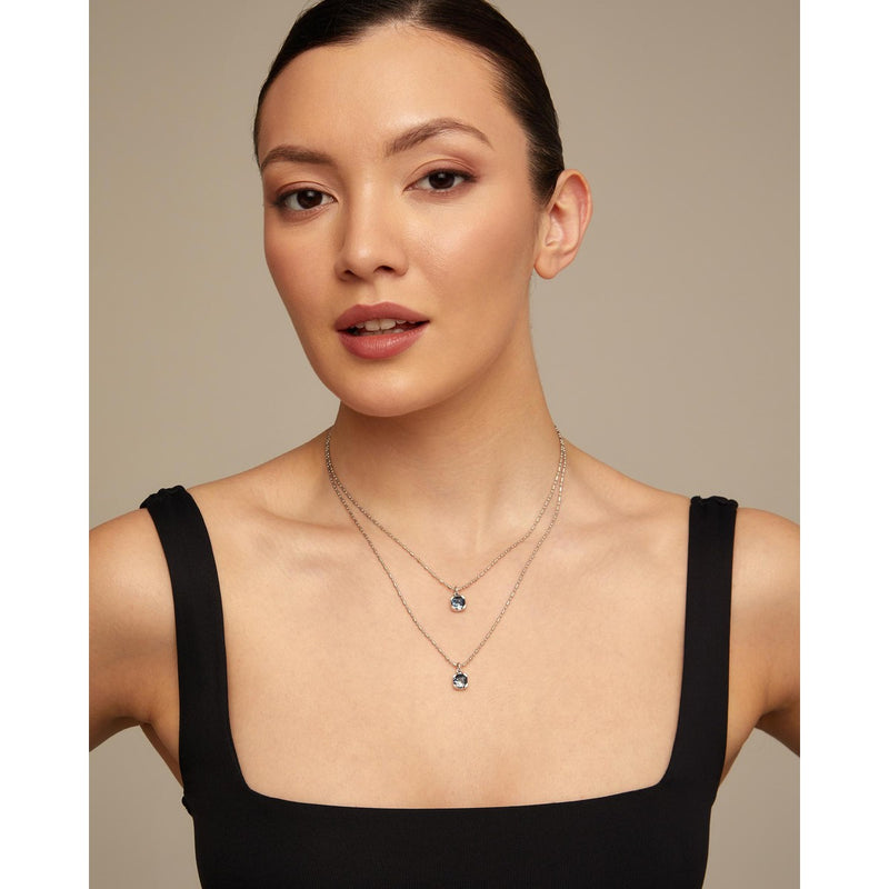 Aura Sterling Silver Plated Necklace - Silver/Blue - COL1866AZUMTL0U-UNO de 50-Renee Taylor Gallery