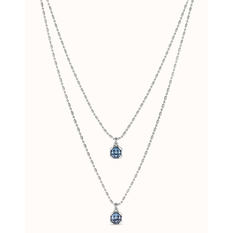 Aura Sterling Silver Plated Necklace - Silver/Blue - COL1866AZUMTL0U-UNO de 50-Renee Taylor Gallery