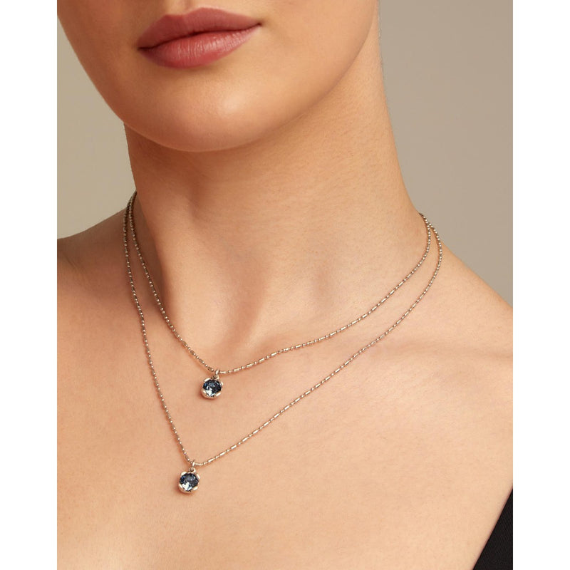 Aura Sterling Silver Plated Necklace - Silver/Blue - COL1866AZUMTL0U-UNO de 50-Renee Taylor Gallery