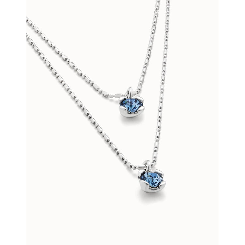 Aura Sterling Silver Plated Necklace - Silver/Blue - COL1866AZUMTL0U-UNO de 50-Renee Taylor Gallery