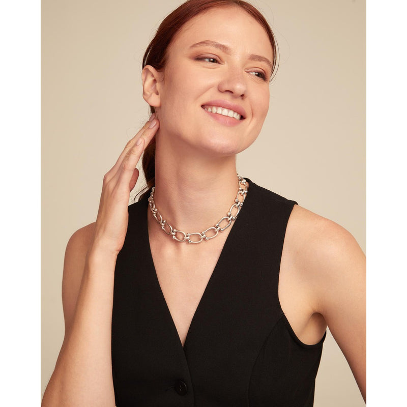 Serotonin Sterling Silver Plated Necklace - Silver-UNO de 50-Renee Taylor Gallery