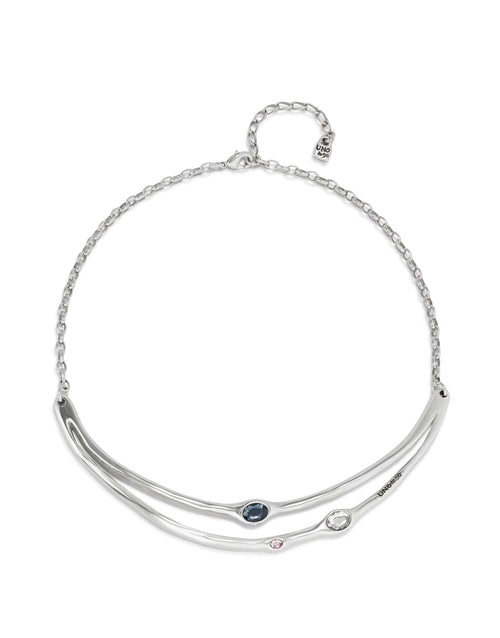 Sterling Silver-Plated Rigid Necklace with Black Crystals - COL1927MCLMTL0U-Uno de 50-Renee Taylor Gallery