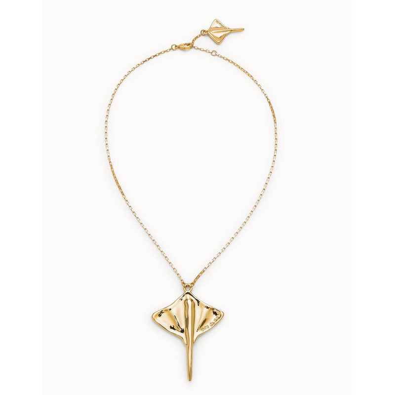 Short Chain Pendant Necklace with Manta Ray - COL1930ORO0000U-UNO de 50-Renee Taylor Gallery