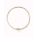 Ser Indomable Rigid Necklace with Front Clasp, 18k Gold Plated with White Topaz - COL1938BLNORO-UNO de 50-Renee Taylor Gallery